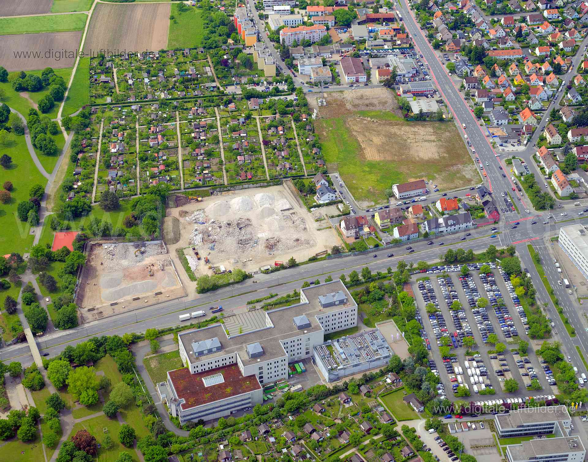 Luftbild - Von-der-Tann-Straße, Ort: Nürnberg, Tags: Baustelle, Kleingartenanlage, Schrebergärten, Schrebergarten, , , Ber...