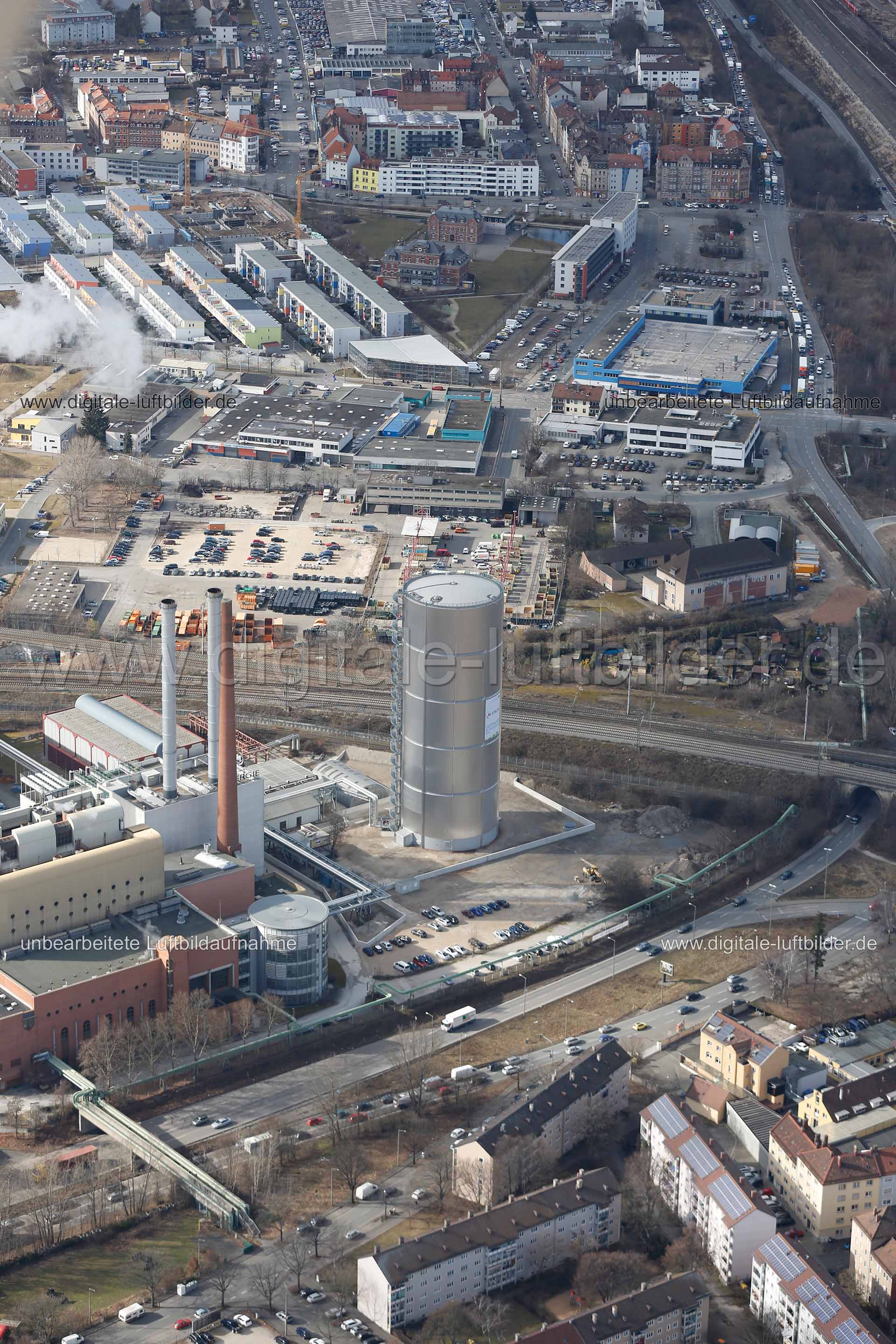 Luftaufnahme Warmwasserspeicher in Nürnberg | Mittelfranken, Bayern