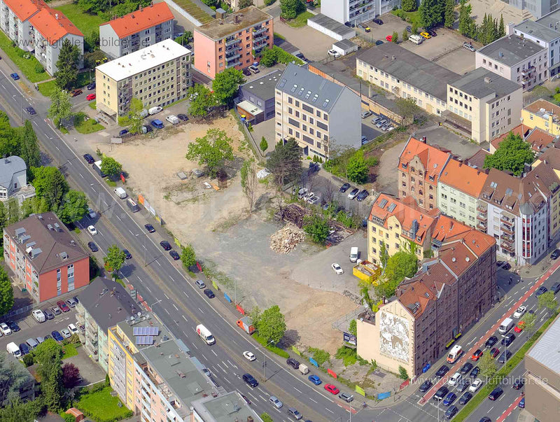 Luftbild - Welserstraße, Ort: Nürnberg, Tags: Baustelle, Brache, Bauland, Baustelle, , , Fraunhoferstraße, Nürnberg, Äußer...