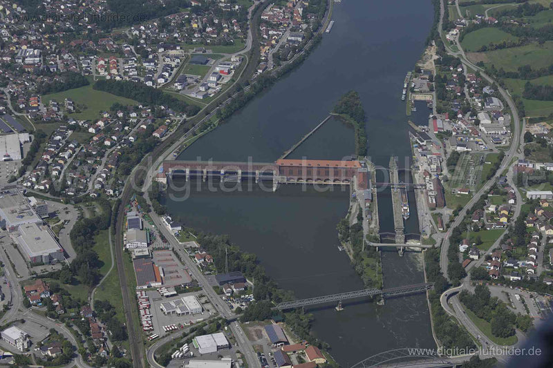 Luftaufnahme Kraftwerk Kachlet in Passau | Niederbayern, Bayern