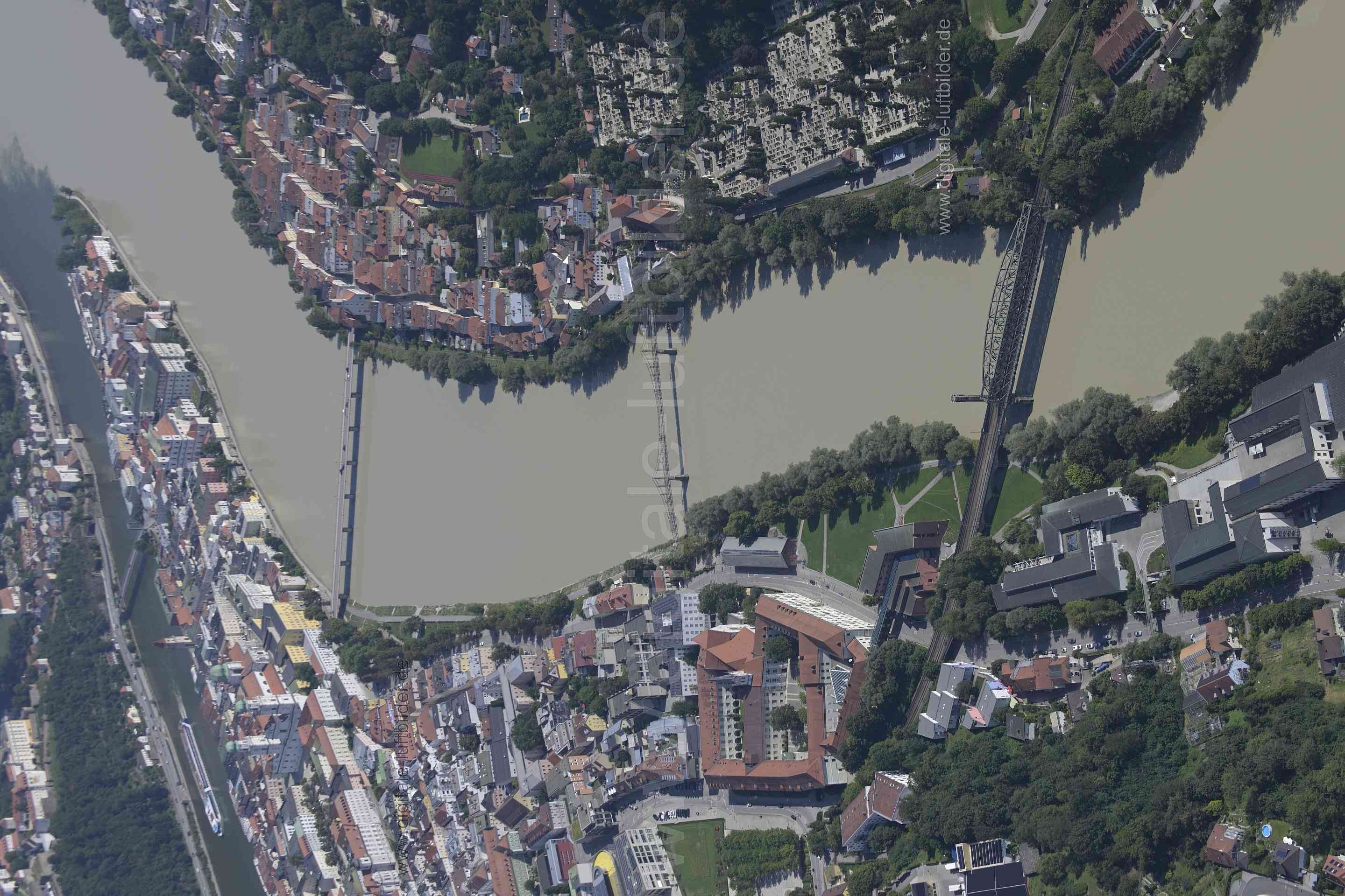 Luftaufnahme Passau Inn in Passau | Niederbayern, Bayern