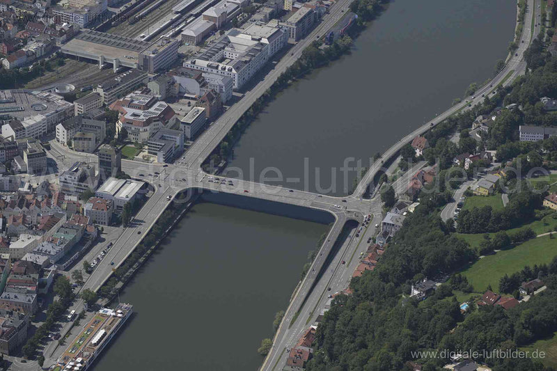 Luftaufnahme Schanzlbrücke in Passau | Niederbayern, Bayern