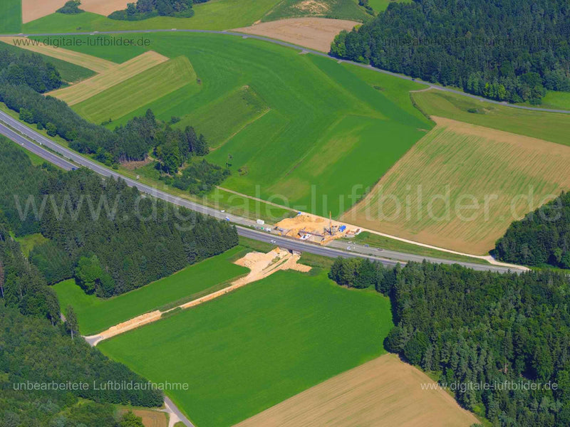 Luftaufnahme Baustelle Autobahn A6 bei Poppberg in Poppberg | Oberpfalz, Bayern