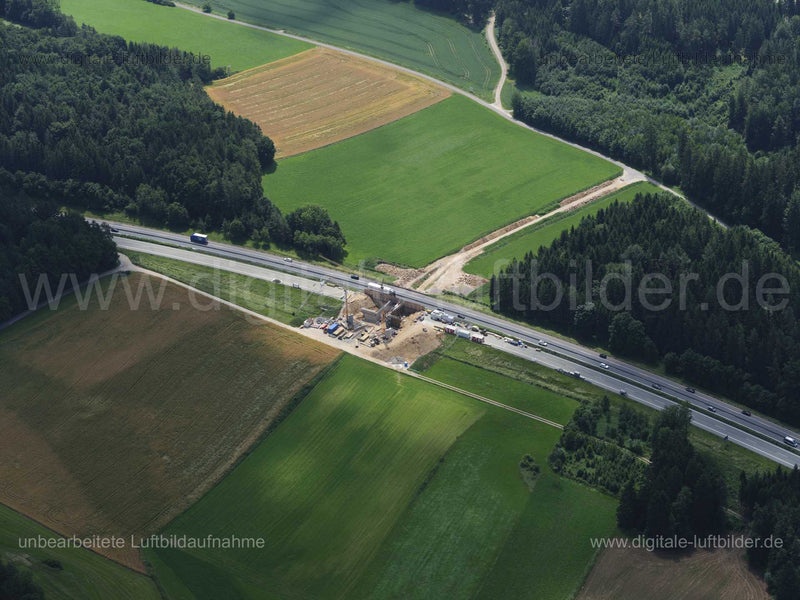 Luftaufnahme Baustelle Autobahn bei Poppberg in Poppberg | Oberpfalz, Bayern