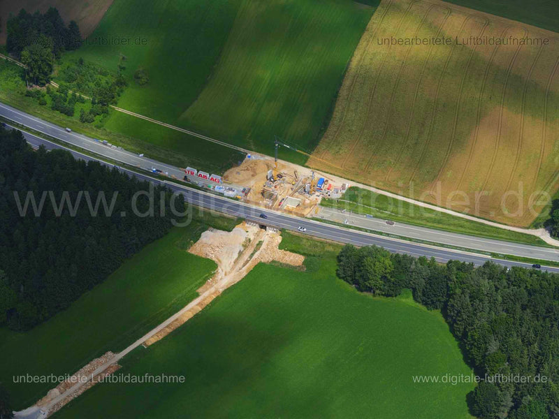Luftaufnahme Baustelle Autobahn bei Poppberg in Poppberg | Oberpfalz, Bayern