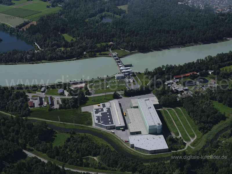 Luftaufnahme Staustufe Rosenheim in Rosenheim | Oberbayern, Bayern