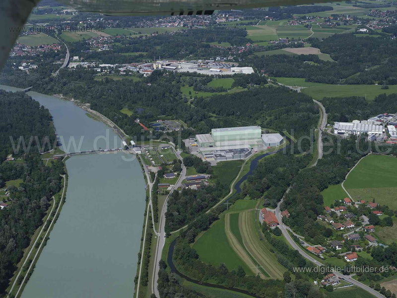 Luftaufnahme Staustufe Rosenheim in Rosenheim | Oberbayern, Bayern