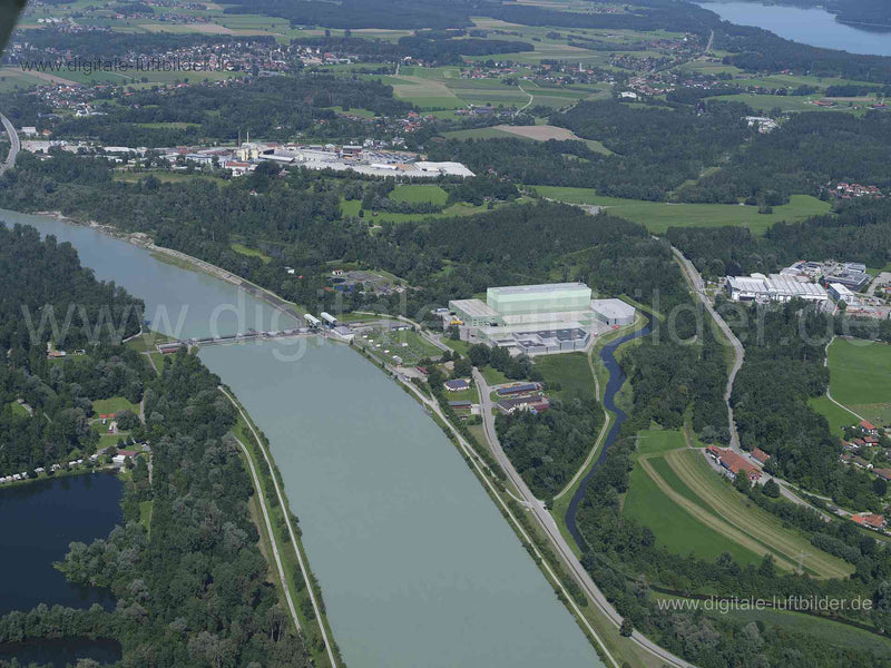 Luftaufnahme Staustufe Rosenheim in Rosenheim | Oberbayern, Bayern
