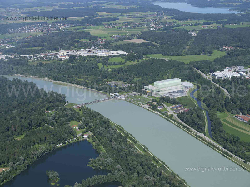 Luftaufnahme Staustufe Rosenheim in Rosenheim | Oberbayern, Bayern
