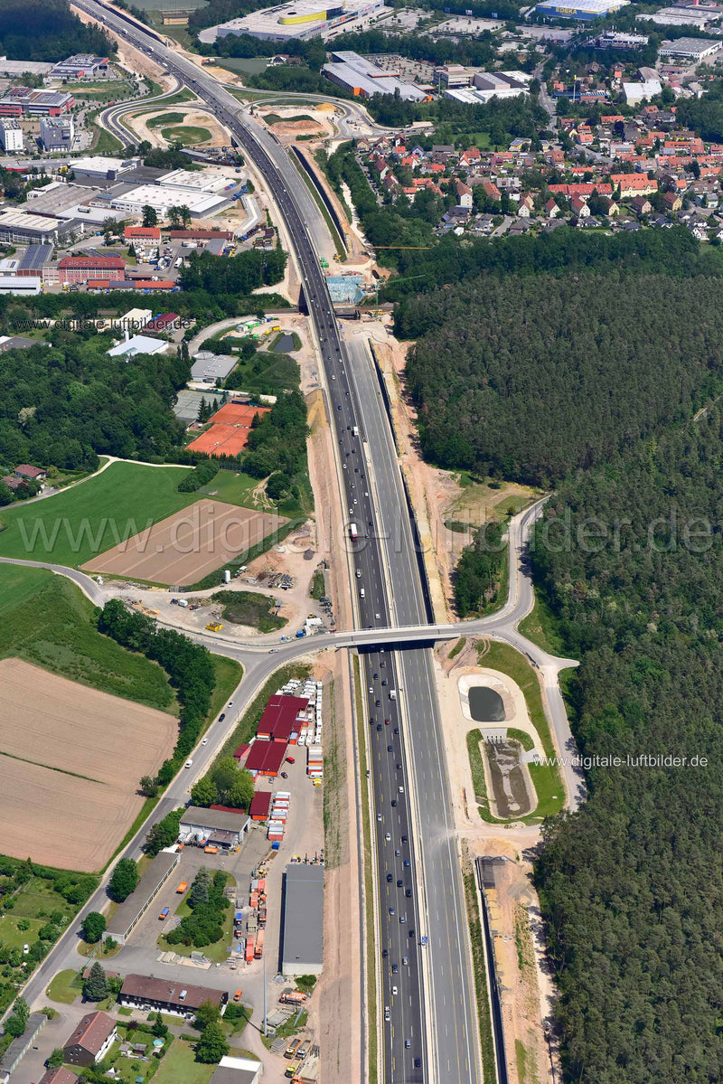 Luftaufnahme Autobahn A6 bei Roth in Roth | Mittelfranken, Bayern