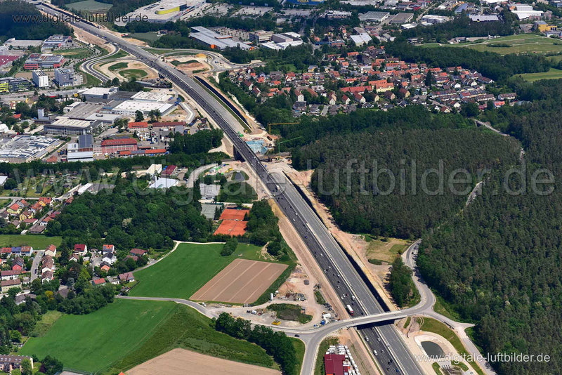 Luftaufnahme Autobahn A6 bei Roth in Roth | Mittelfranken, Bayern