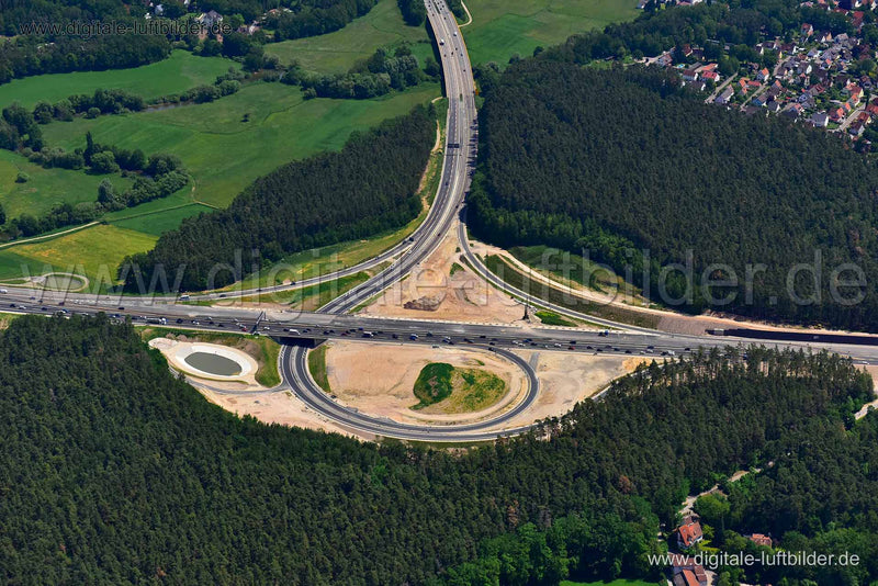 Luftaufnahme Autobahnausfahrt A6 Roth in Roth | Mittelfranken, Bayern