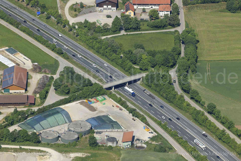 Luftaufnahme Autobahn A96 in Schöffelding | Oberbayern, Bayern