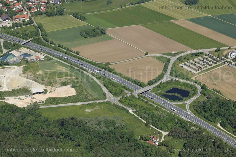 Luftaufnahme Autobahn A96 in Schöffelding | Oberbayern, Bayern
