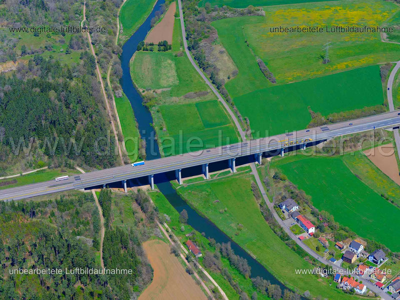 Luftaufnahme Autobahnbrücke A6 bei Amberg-Süd in Theuern | Oberpfalz, Bayern