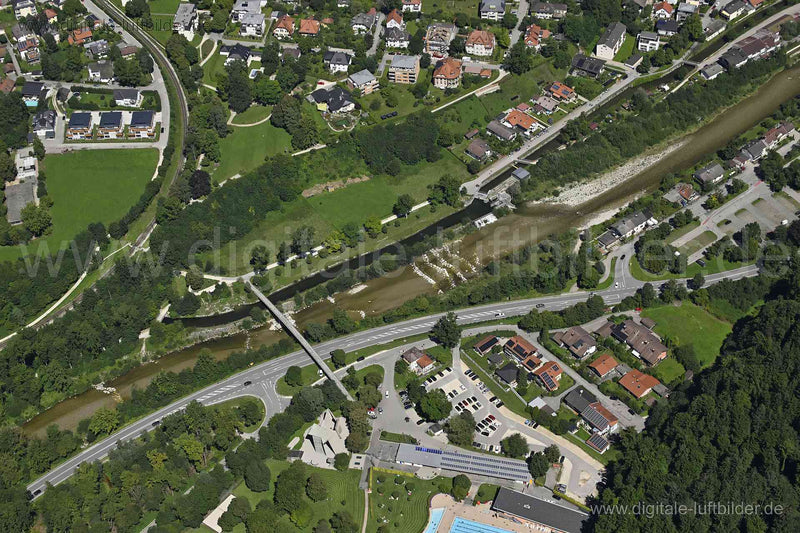 Luftaufnahme Wasserkraftwerk Traunstein in Traunstein | Oberbayern, Bayern