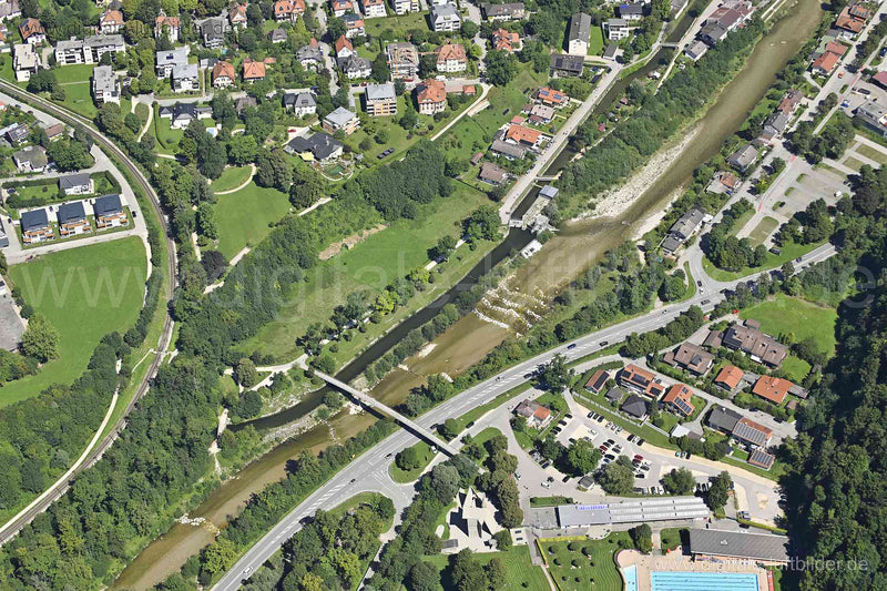 Luftaufnahme Wasserkraftwerk Traunstein in Traunstein | Oberbayern, Bayern