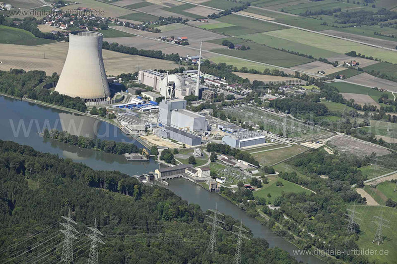 Luftaufnahme Kernkraftwerk Isar in Unterahrain | Niederbayern, Bayern