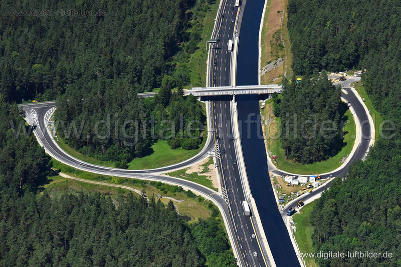 Luftaufnahme Autobahn A9 in Weidensees | Oberfranken, Bayern