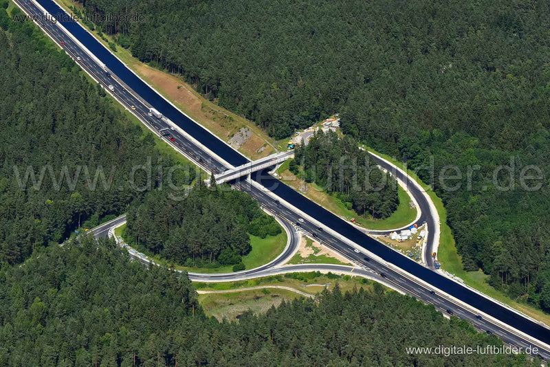 Luftaufnahme Autobahn A9 in Weidensees | Oberfranken, Bayern