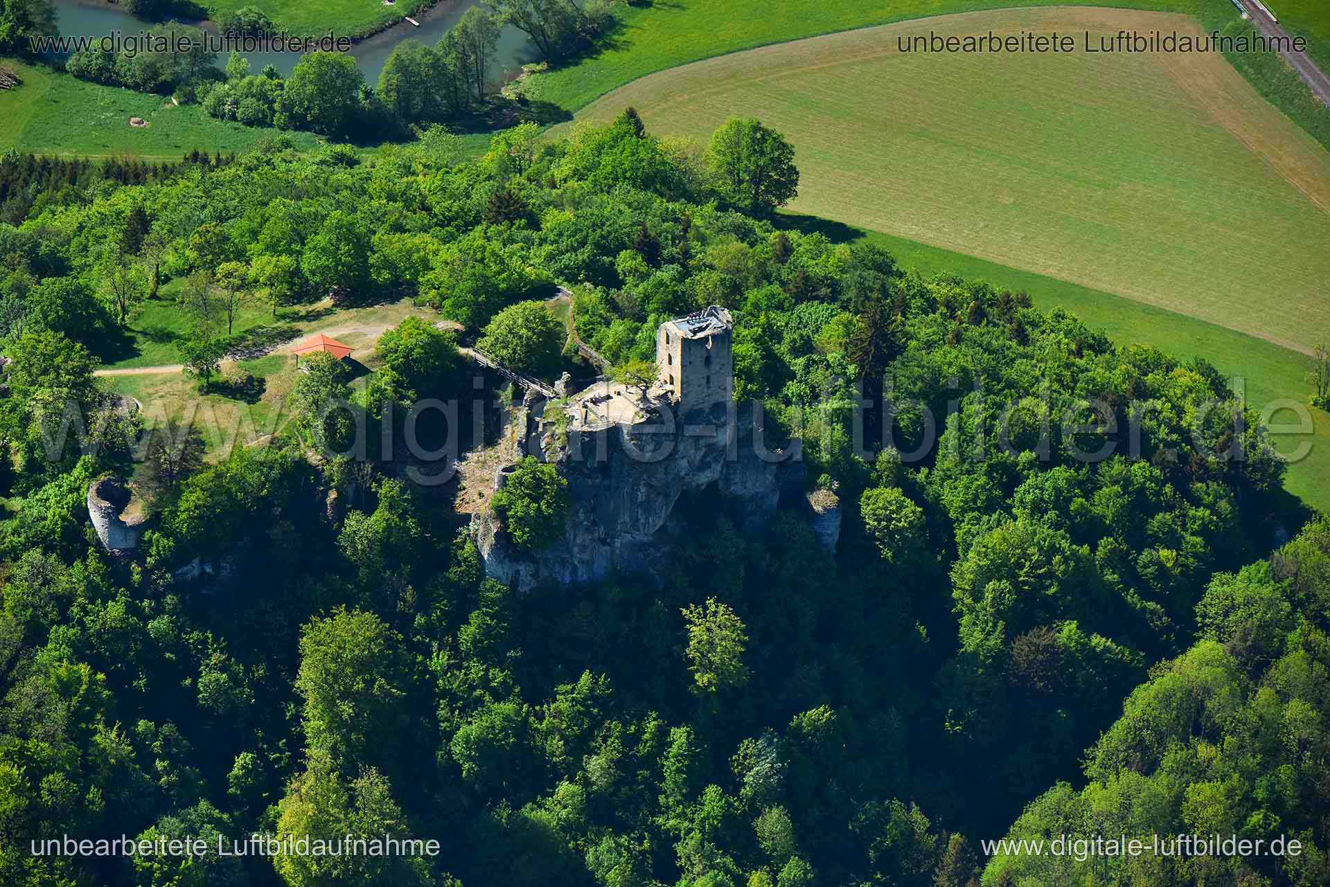 Luftaufnahme Burgruine Neideck in Wiesenttal | Oberfranken, Bayern