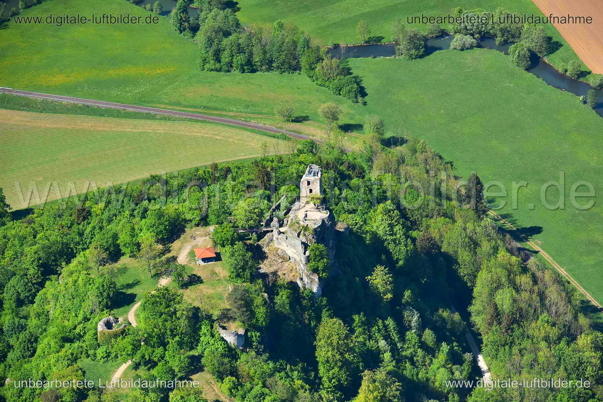 Luftaufnahme Burgruine Neideck in Wiesenttal | Oberfranken, Bayern