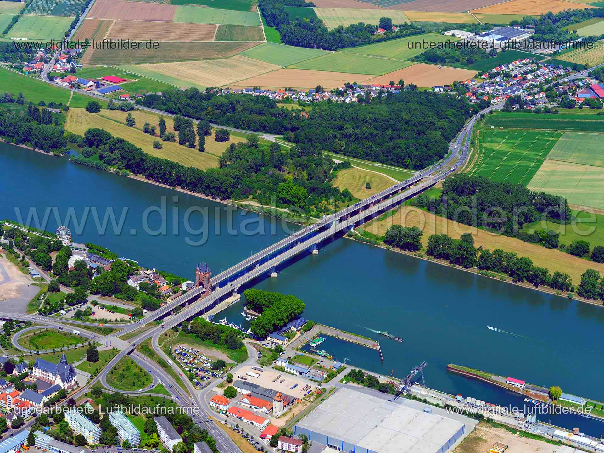 Luftaufnahme Nibelungenbrücke in Worms in Worms | Worms, Rheinland-Pfalz