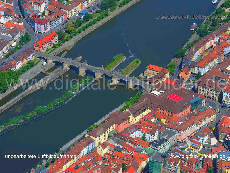 Luftaufnahme Alte Mainbrücke in Würzburg | Unterfranken, Bayern