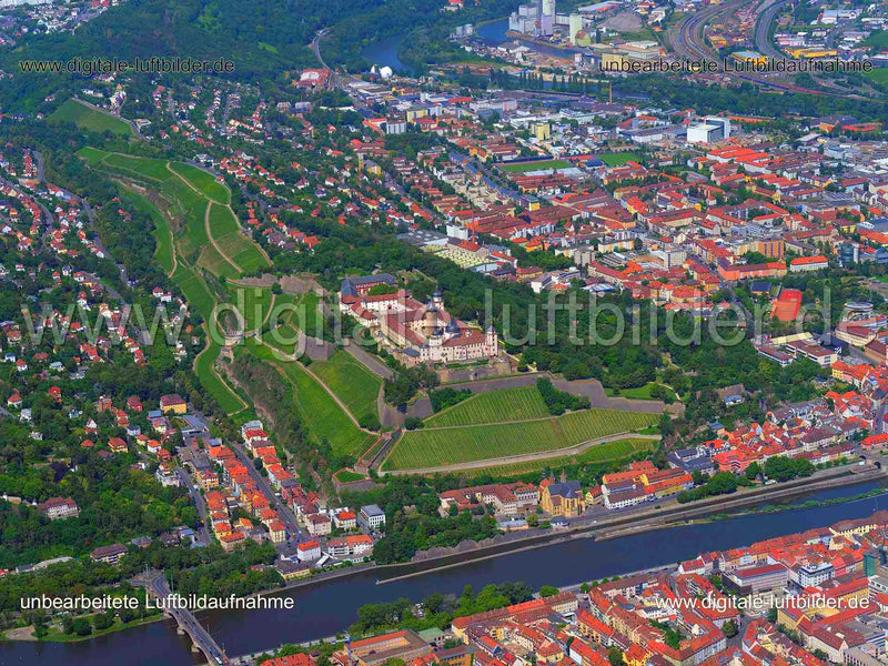 Luftaufnahme Festung Marienberg in Würzburg | Unterfranken, Bayern