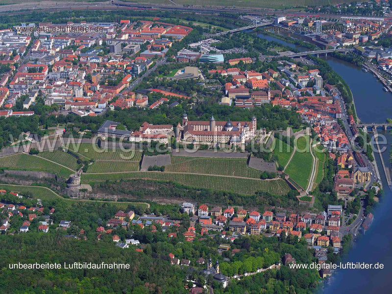 Luftaufnahme Festung Marienberg in Würzburg | Unterfranken, Bayern