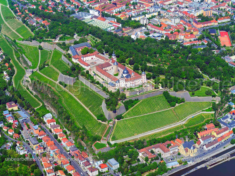 Luftaufnahme Festung Marienberg in Würzburg | Unterfranken, Bayern