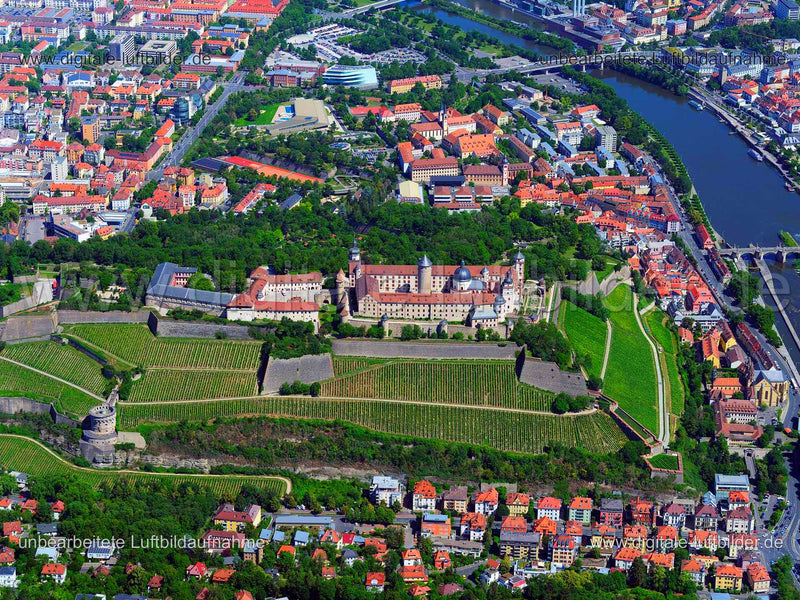 Luftaufnahme Festung Marienberg in Würzburg | Unterfranken, Bayern