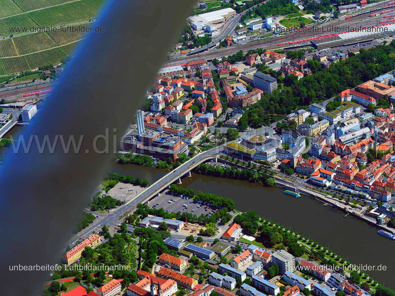 Luftaufnahme Friedensbrücke in Würzburg | Unterfranken, Bayern