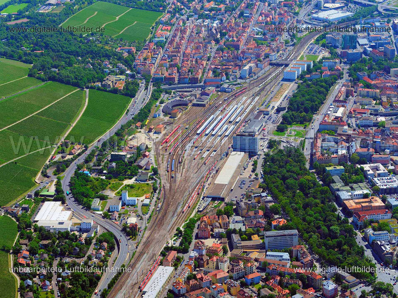 Luftaufnahme Hauptbahnhof Würzburg in Würzburg | Unterfranken, Bayern
