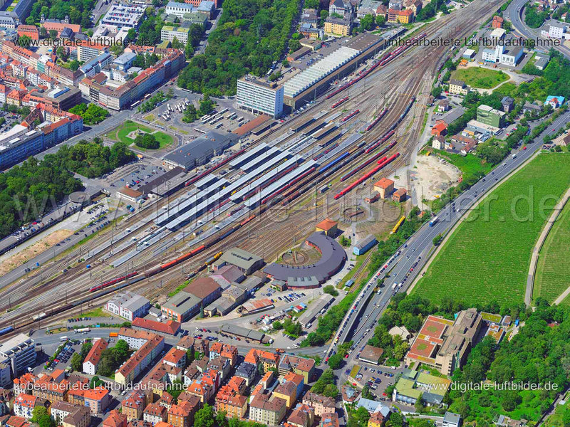 Luftaufnahme Hauptbahnhof Würzburg in Würzburg | Unterfranken, Bayern